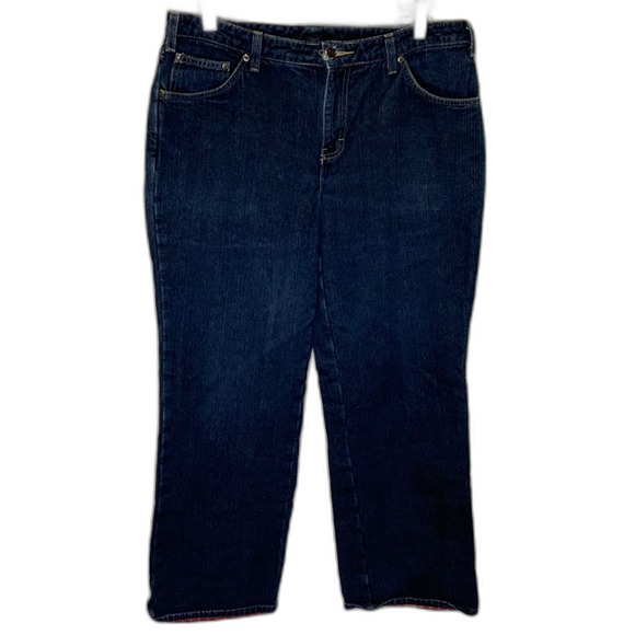Dickies Blue Relaxed Fit Mid-Rise Flannel Lined Straight Leg Jeans Size 12 - Picture 2 of 12